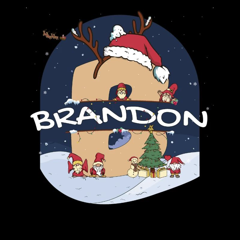 Nom Brandon génial w Santa Hat dans le thème de Noël