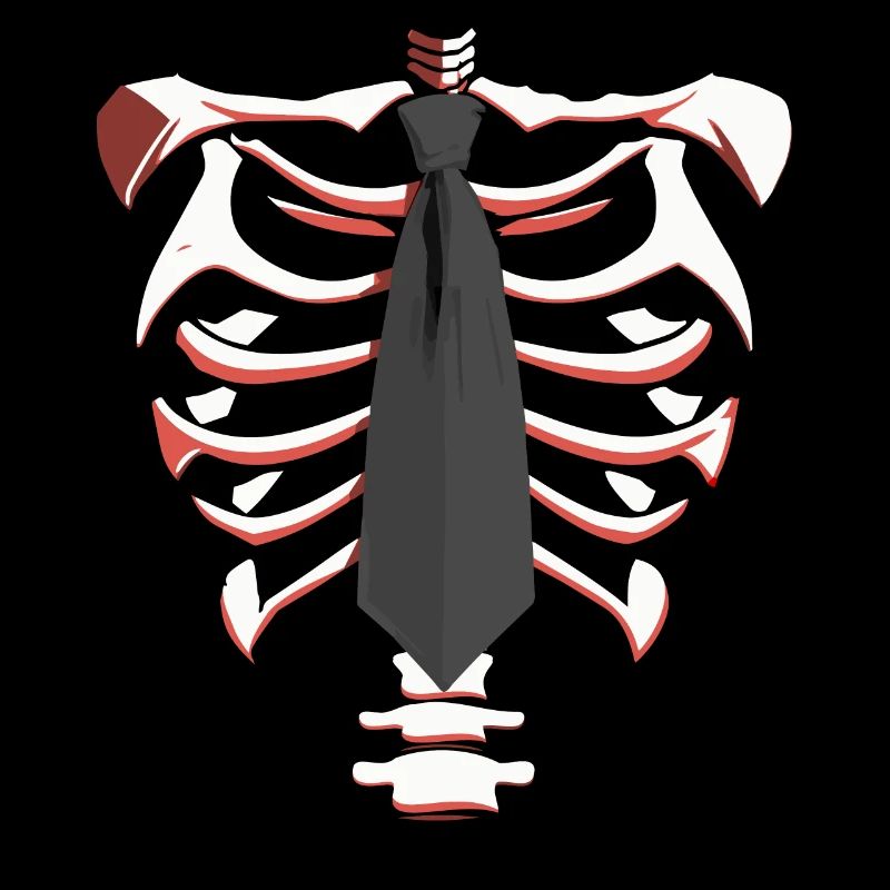 Skeleton with a Gray Tie Funny Halloween Design