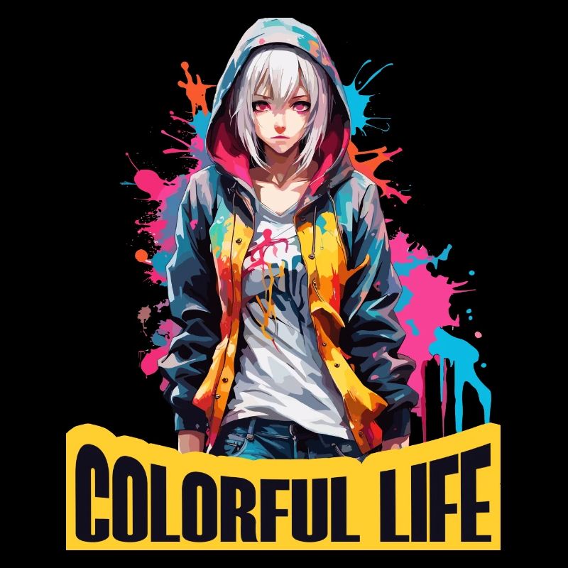 Fille d’anime avec des taches de couleur