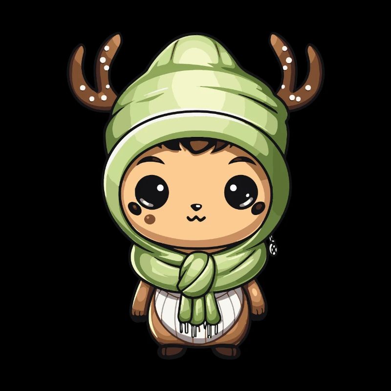 Cerf mignon hiver bande dessinée