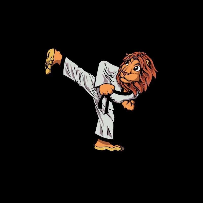 Lion de dessin animé faisant de l’hapkido