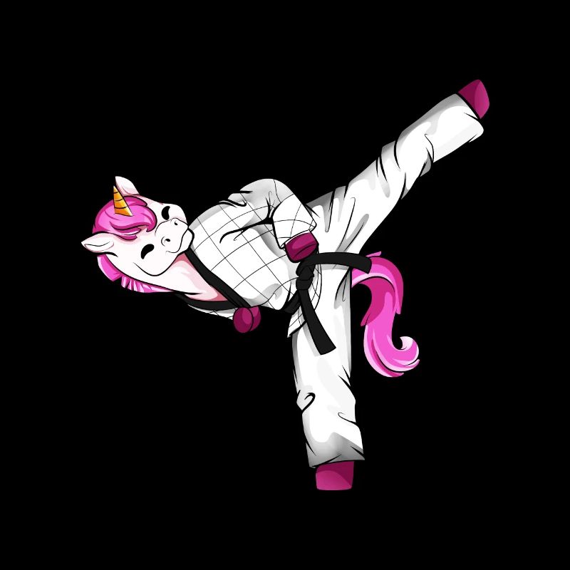 Licorne de dessin animé faisant du Hapkido
