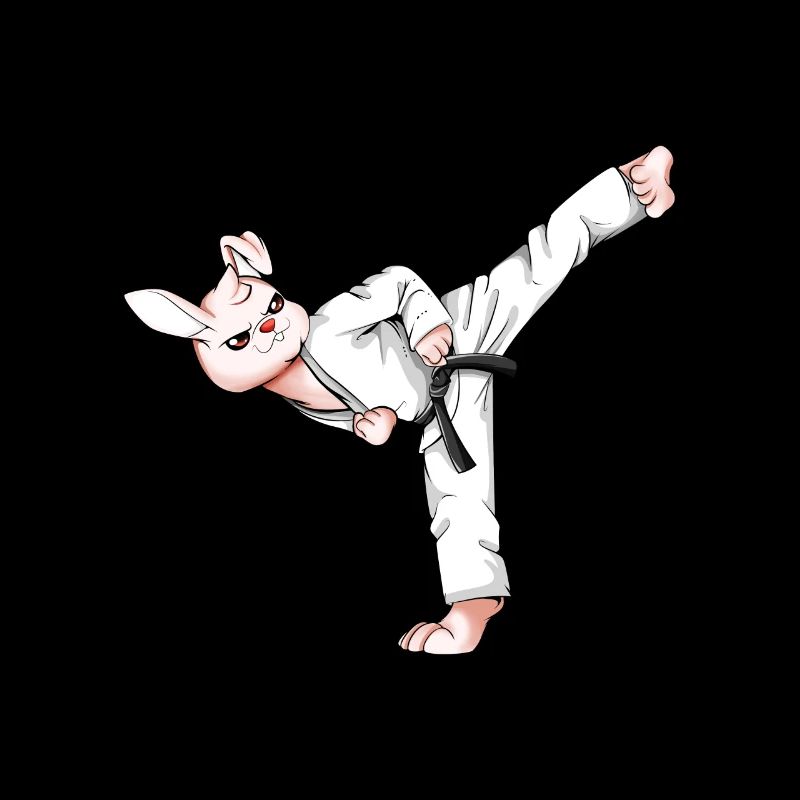 Cartoon Bunny Doing Hapkido