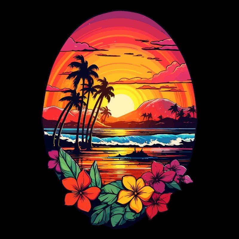 Palm Trees Hawaii Surfing Ocean Surfboard Design