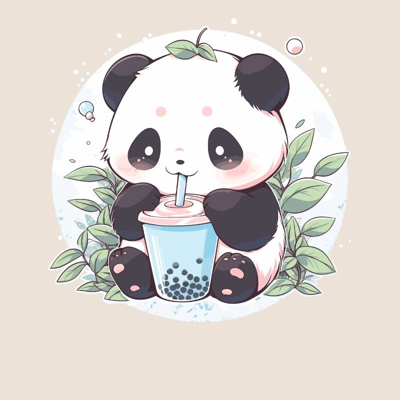 Kawaii Panda boit Boba Bubble Tea Chibi