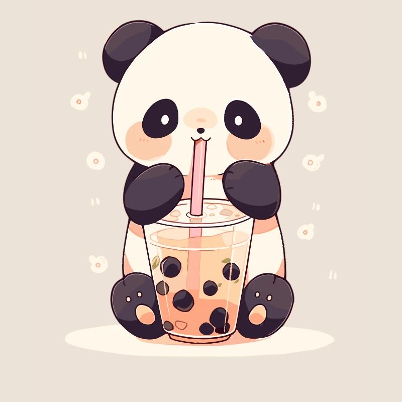 Kawaii Panda boit Boba Bubble Tea Chibi