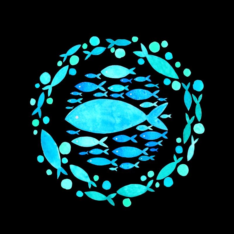 Fish Design, Mandala with Fish, Aesthetic Style