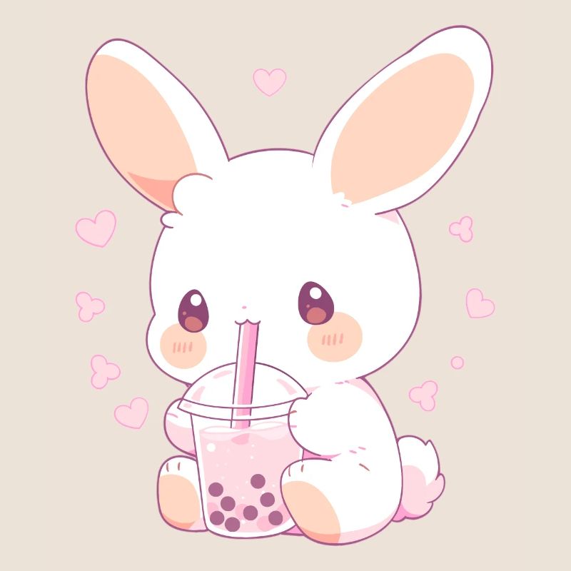 Kawaii Hase trinkt Boba Bubble Tea Chibi