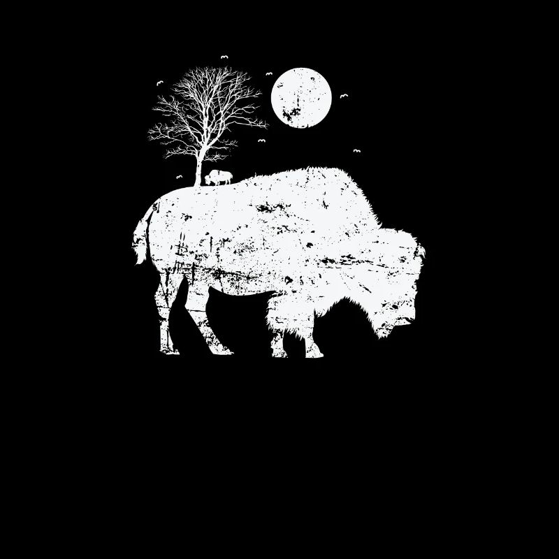 Bison and moonlight animal