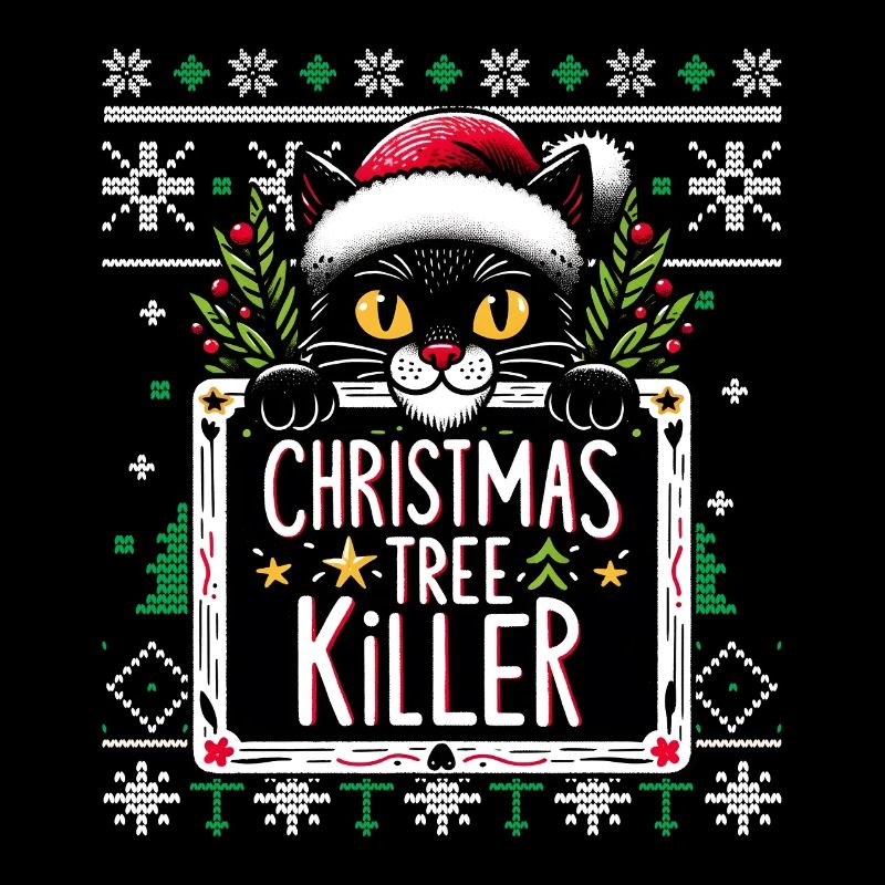 Meowy Tree Killer Chat Pyjama PJ Laid Drôle Noël