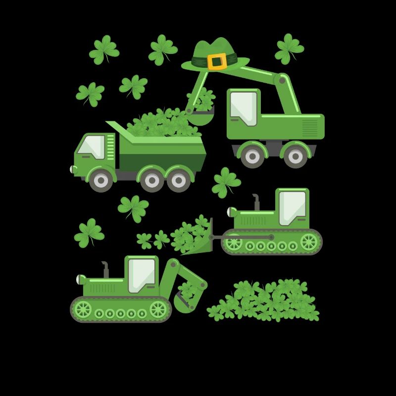 La Saint-Patrick de la Saint-Patrick grue camion excavatrice construction trèfle