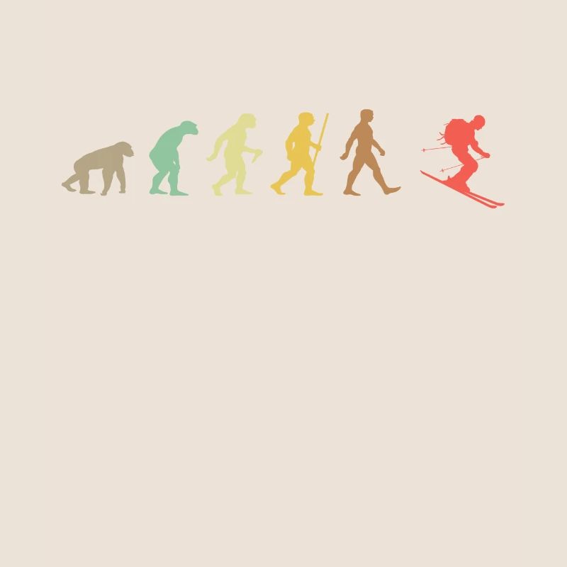 Skiing Retro Skier Evolution Ski