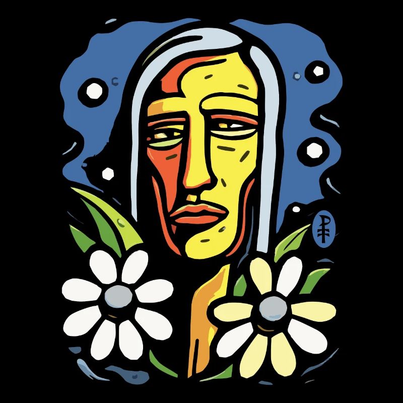 Moderner Kunststil: bunte Blumen Ureinwohner
