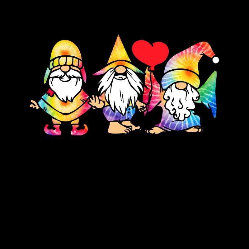 Drei Hippie -Gnomes Groovy Binde Dye Gnomies