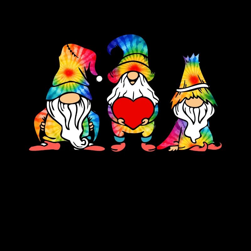 Drei Hippie -Gnomes Groovy Binde Dye Gnomies