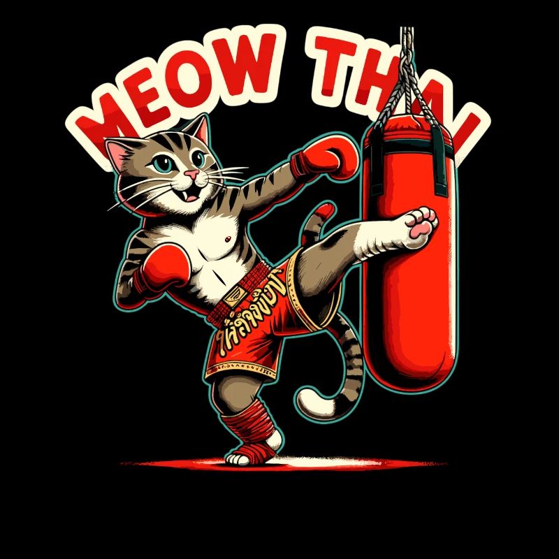 Muay Thai Kampfkunst Katze Miau Thai Thai Boxen