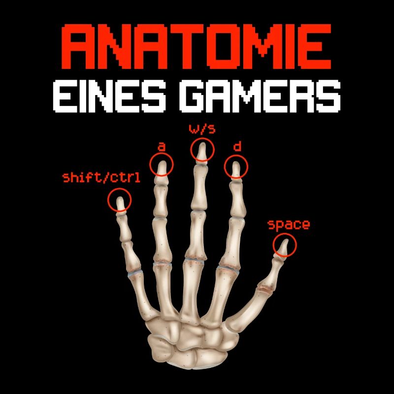 Anatomie eines Gamers Knochenhand Zocker Gaming