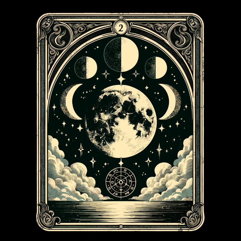 Carte de Tarot Vintage Phase de Lune Astrologie Tarot