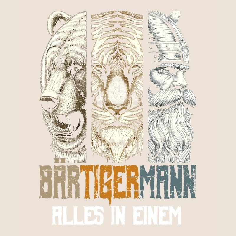 Bärtigermann Bär Tiger Mann Geschenk Bart