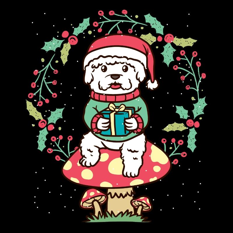 Bichon Frisé Chien Bichon Bouclé Sur Champignon