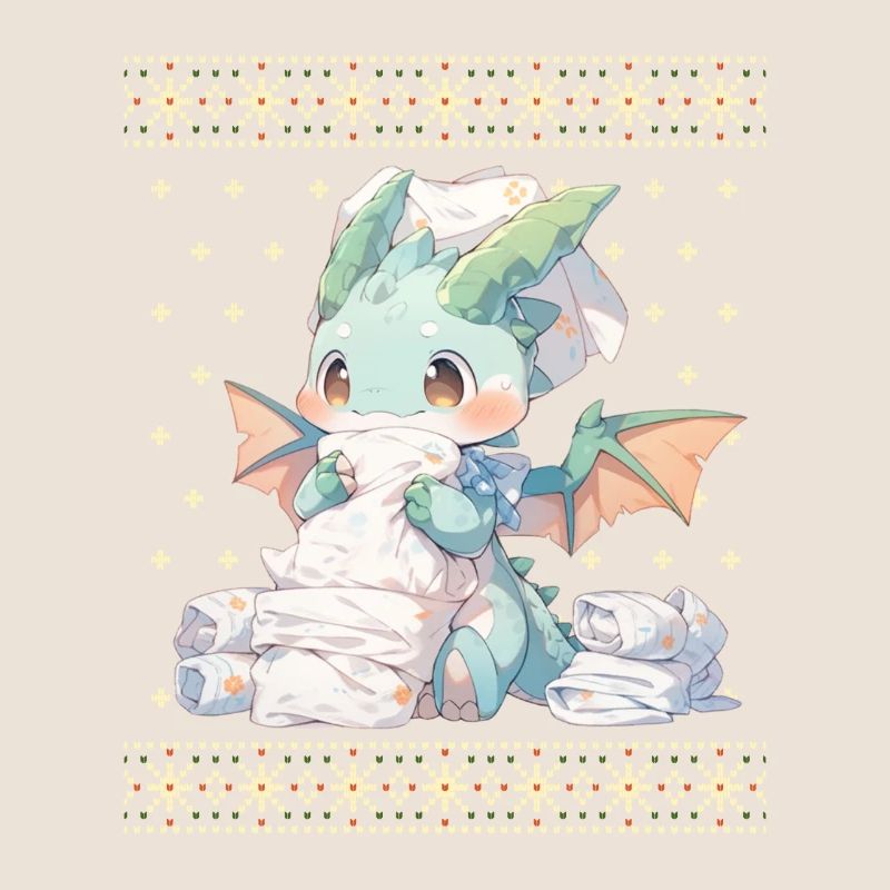 Dragon kawaii dans le style pull de Noël moche