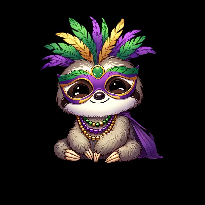 Mardi Gras Sloth Comic Design