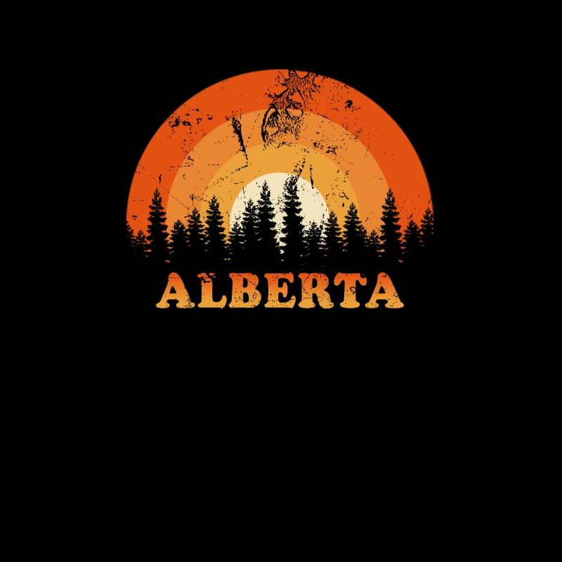 Vintage Alberta Canada Fan rétro Cool coucher de soleil