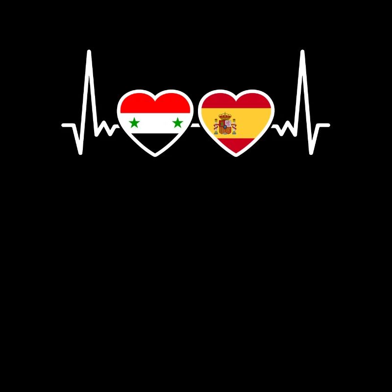 Syrien Spanien Herzschlag Flagge Spanier Syrer