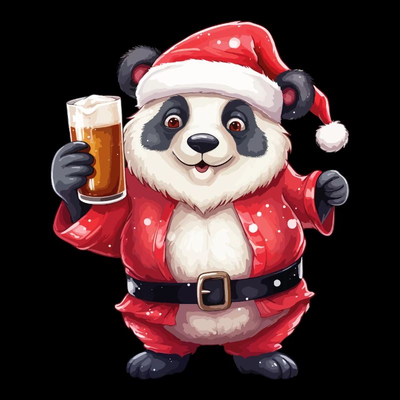 Noël Bière Panda Ours Alcool Cheers Drôle