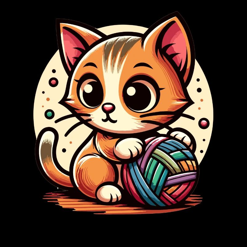 Chat avec pelote de laine