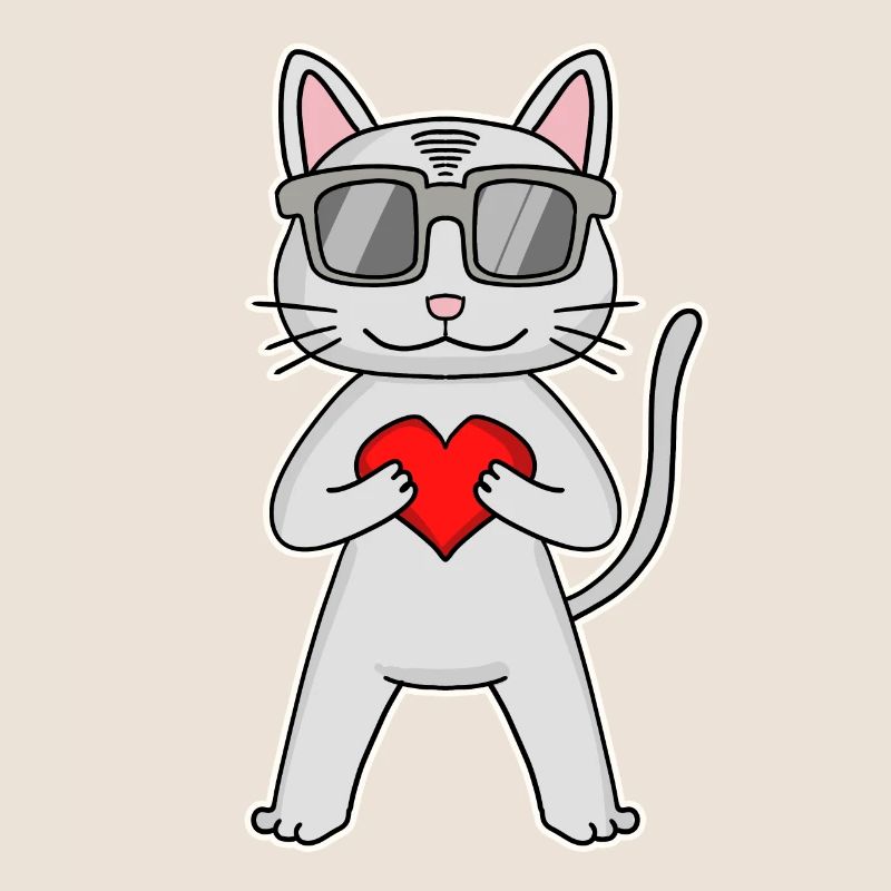 Chat avec coeur et lunettes - Devon Rex