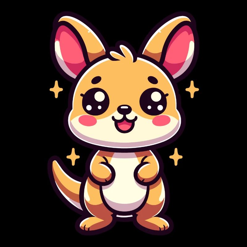 Adorable Kawaii Kangaroo Unique Artwork