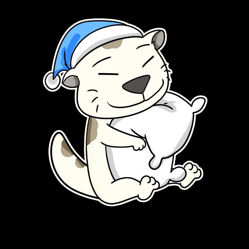 Sleeping Tired - Cat with Pillow and Sleepy Cap