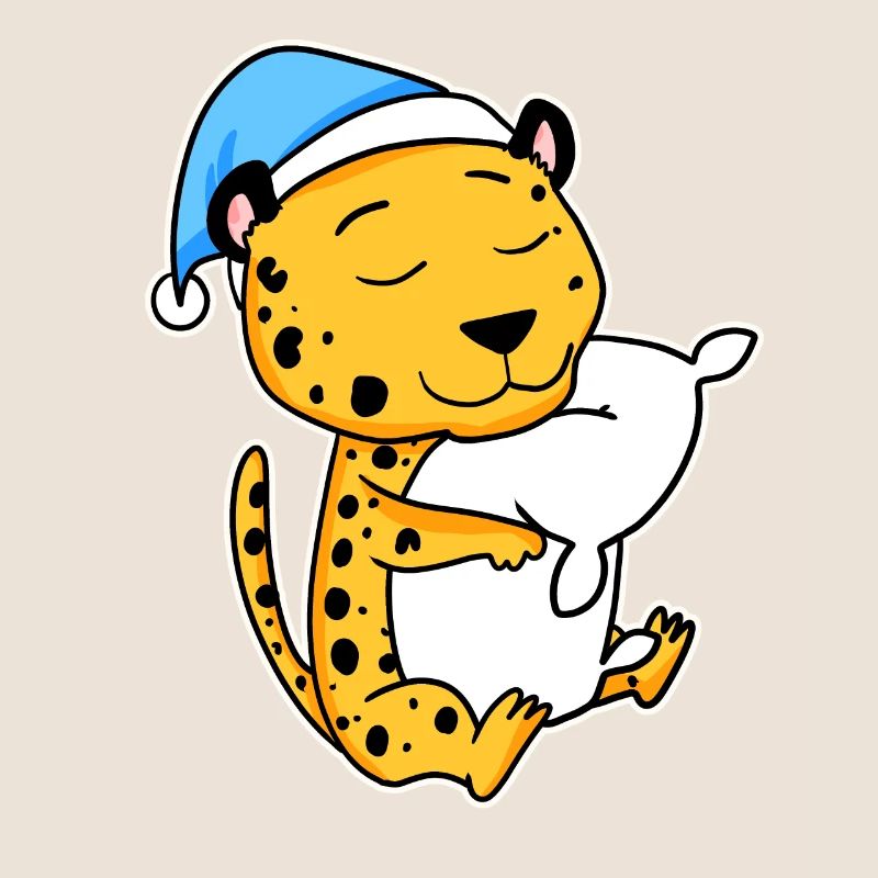 Guépard avec oreiller et bonnet de nuit