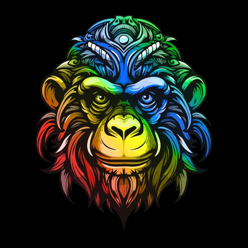 Monkey Head Colorful