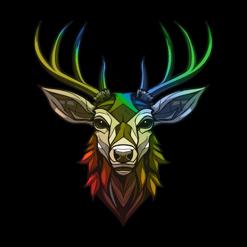Tête de cerf colorée