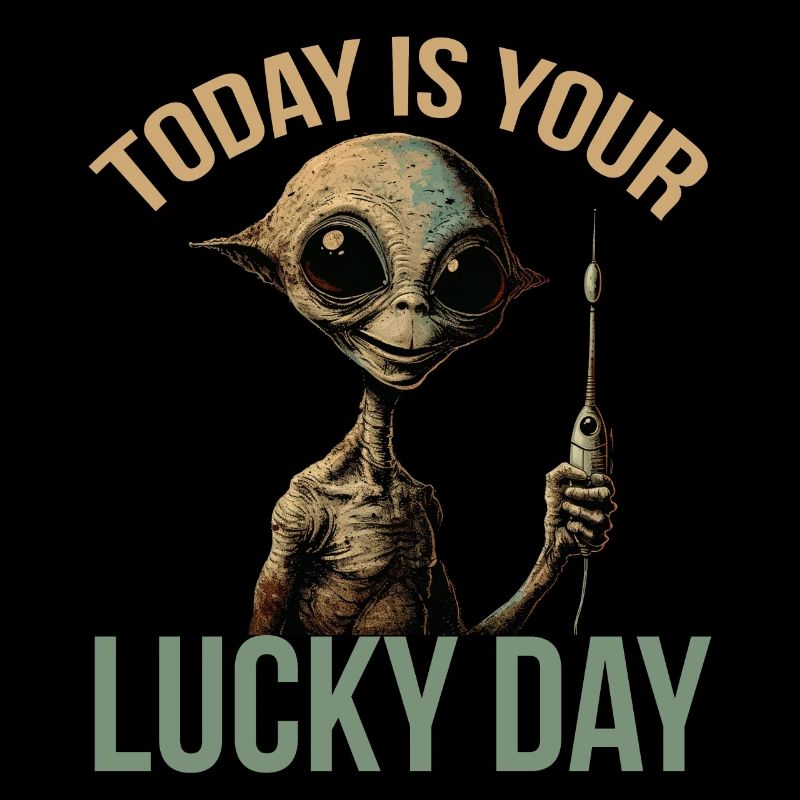 Funny Alien Probe Space Invasion UFO Lucky Day