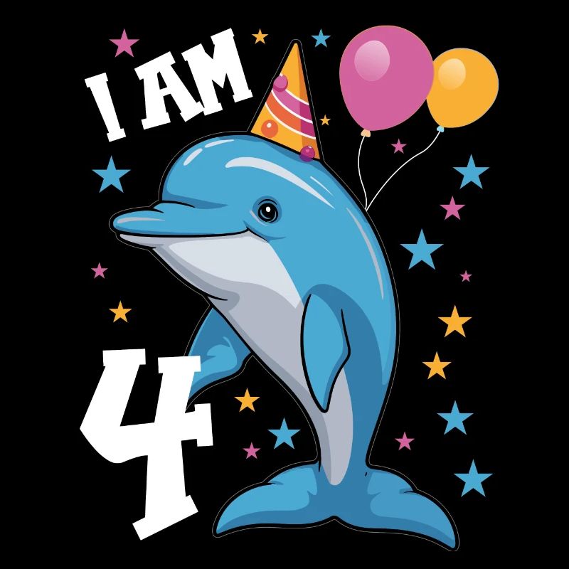 Ich bin 4 Jahre alt Delfine Delfin 4. Geburtstag