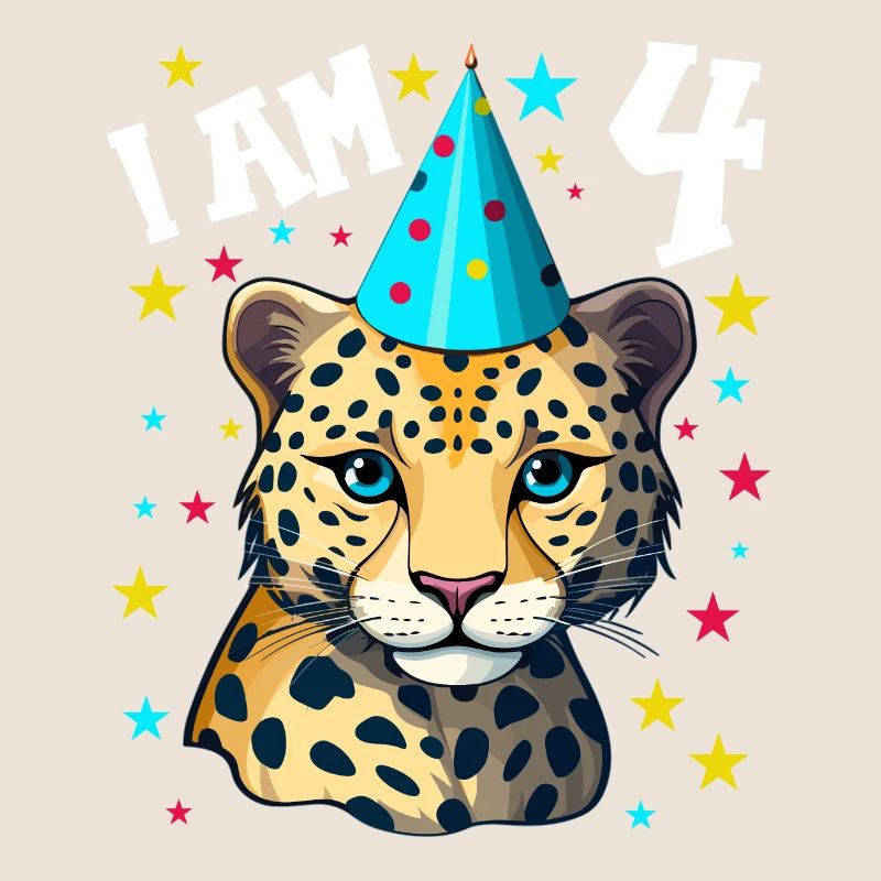 Ich bin 4 Jahre alt Leoparde Leopard 4. Geburtstag