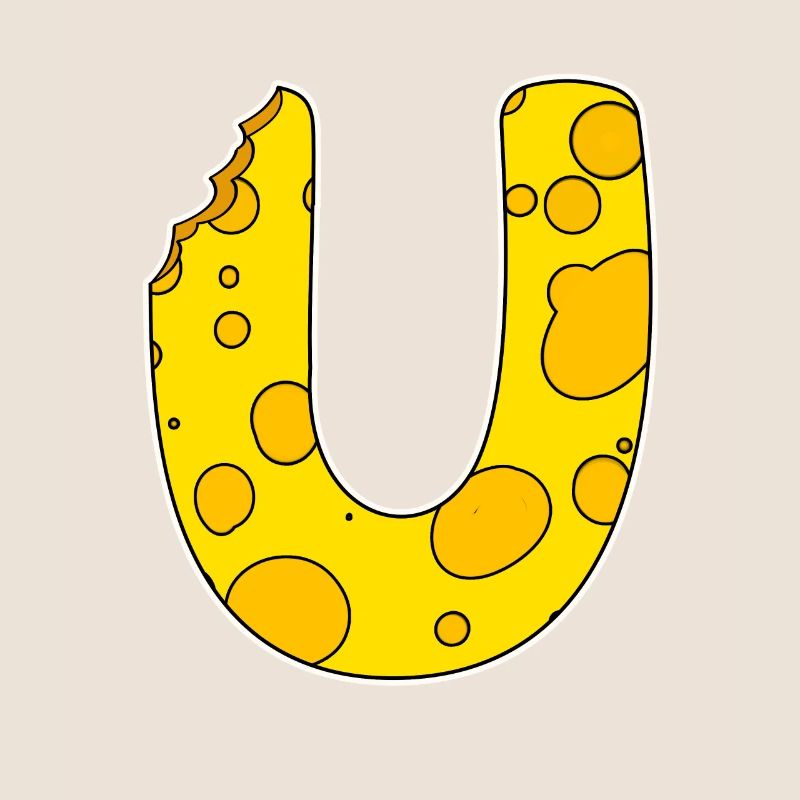 Buchstabe U - Anfangsbuchstabe U - Käse Motiv
