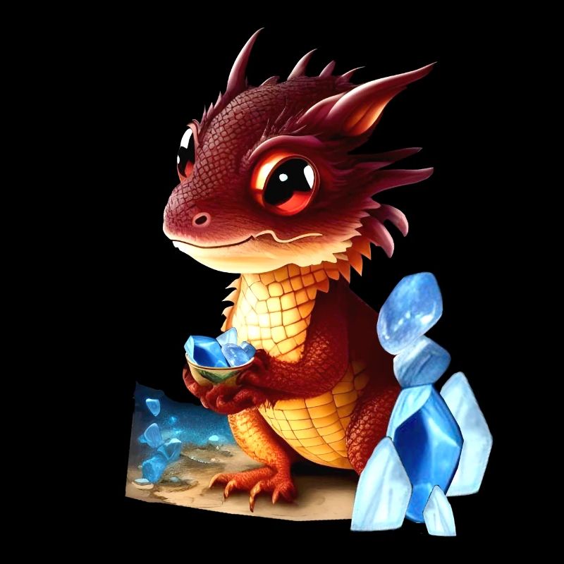 Dragon avec des pierres précieuses mignon bébé bébé rouge créature