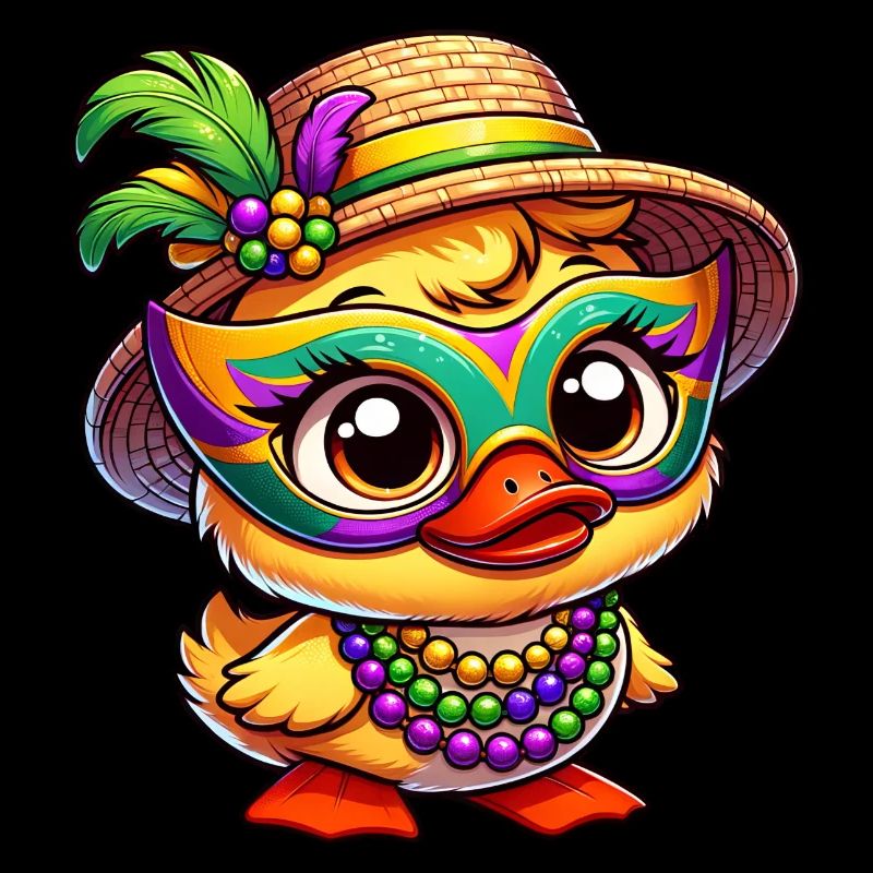 Mardi Gras Cartoon Duck