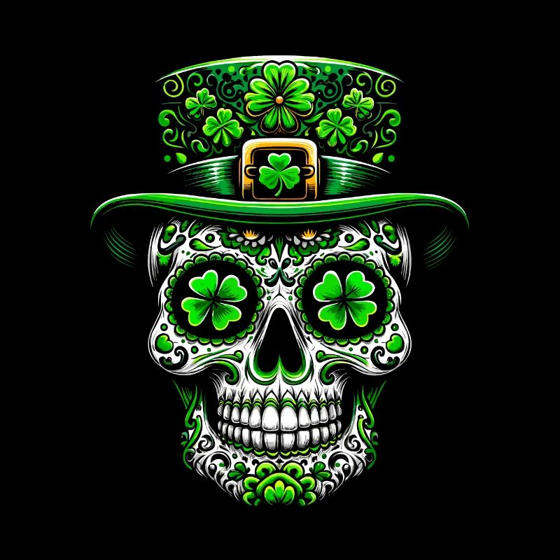 Sugar Skull Irish Ireland Shamrock St Patrick's Day