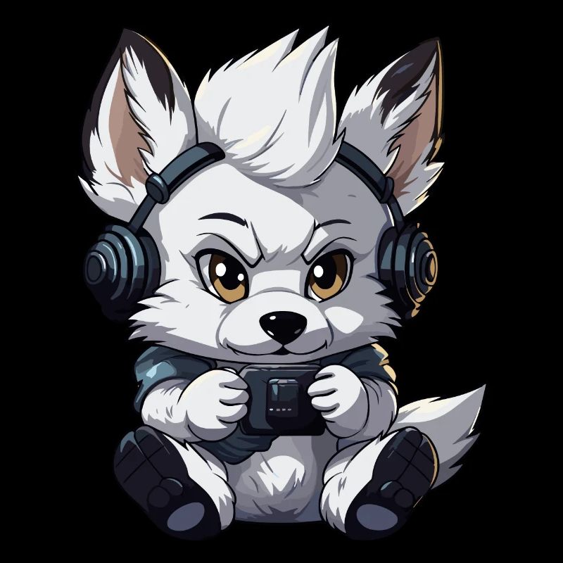 Cute Wolf Player Gaming Wolf Lover