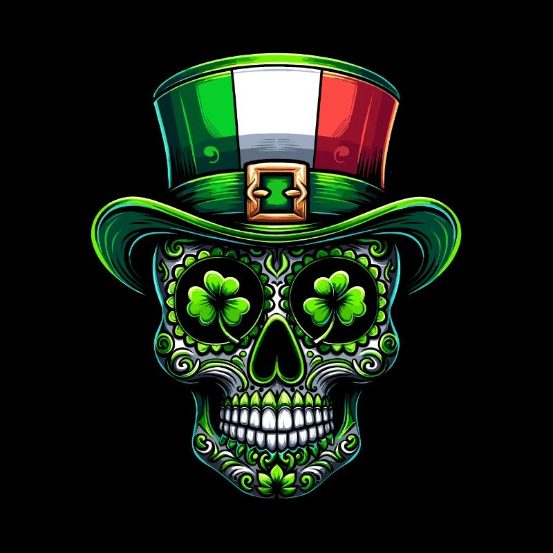 Sugar Skull Irish Ireland Shamrock St Patrick's Day