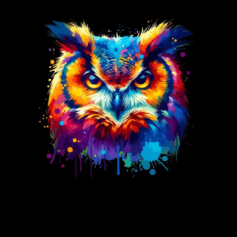 Bunte Splash Art Eule Vogel Owlet Eulen Liebhaber