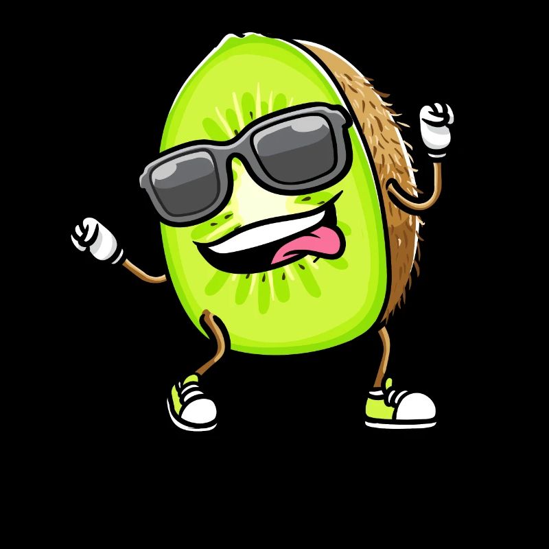 Kiwi dansant avec des lunettes de soleil