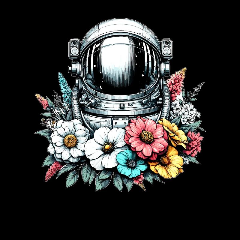Astronaut Floral Spaceman Science Space Blume