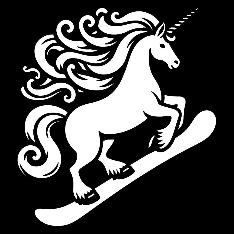 Minimalistisches Design: Einhorn Snowboarder