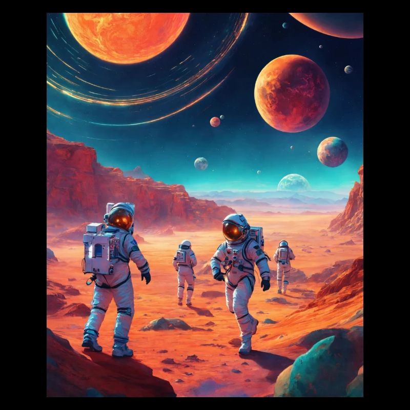 Astronauten auf dem Mars: Digitale Illustration